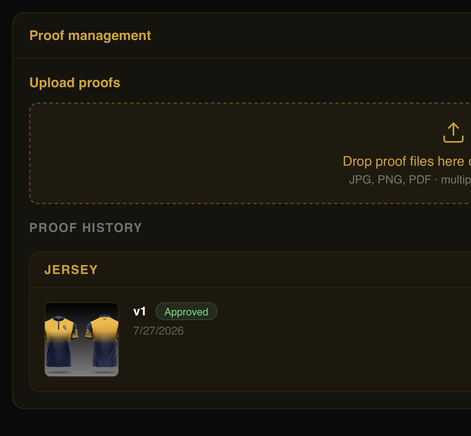 Proof approval and roster