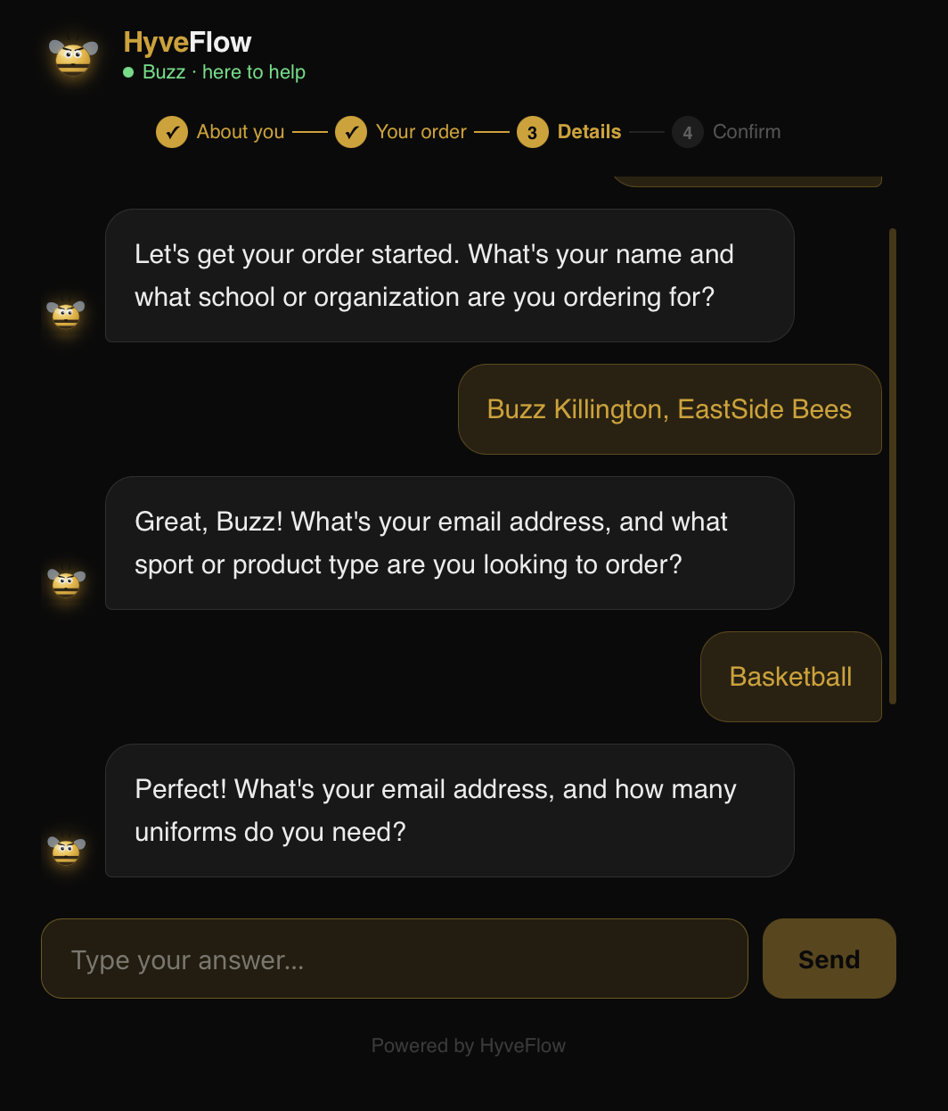AI order intake chat